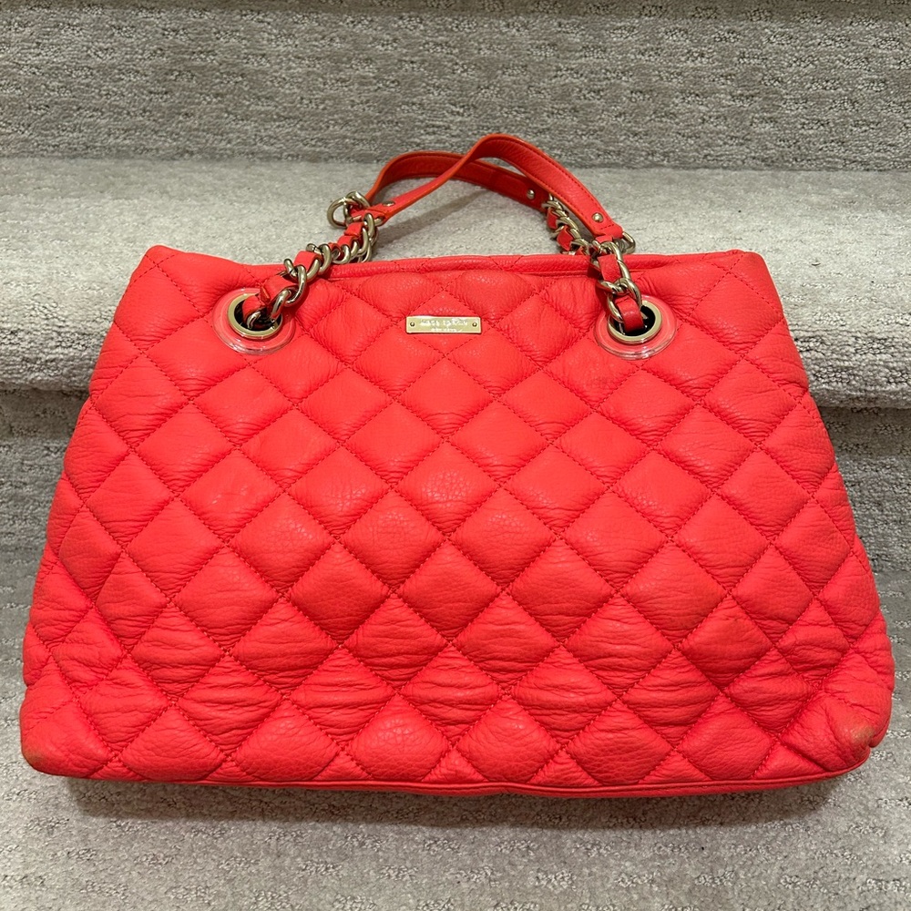 100% authentic Kate Spade Maryanne bright orange quilted